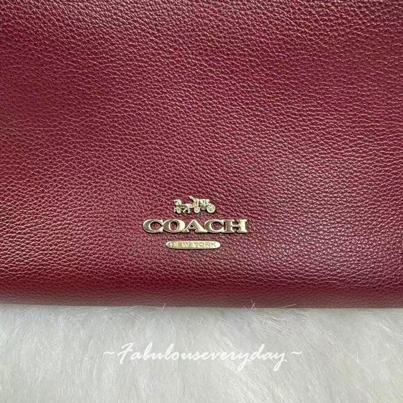 COACH Hadley Turnlock Tote Bag In Leather/Gold/Dark Wine CAL17 NWT - Picture 6 of 11